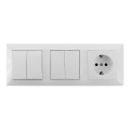 Aigostar - К-кт 2x Домашен превключвател с 2 бутона с букса 1x16A/250V SCHUKO