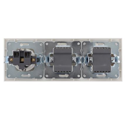 Aigostar - К-кт 2x Домашен превключвател с 2 бутона с букса 1x16A/250V SCHUKO