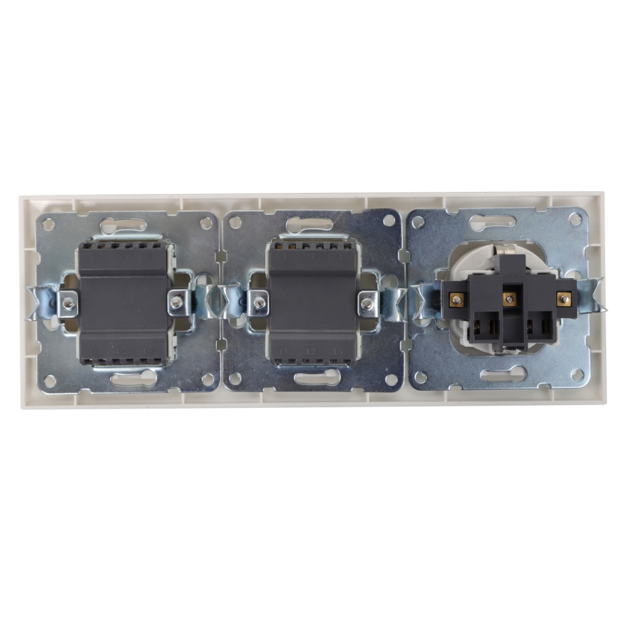 Aigostar - К-кт 2x Домашен превключвател с букса 1x16A/250V SCHUKO