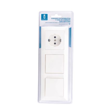 Aigostar - К-кт 2x Домашен превключвател с букса 1x16A/250V SCHUKO