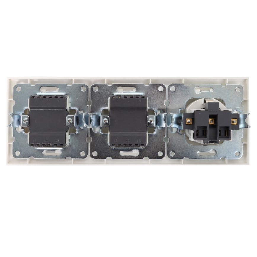 Aigostar - К-кт 2x Домашен превключвател с букса 1x16A/250V SCHUKO