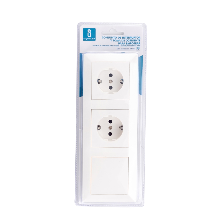Aigostar - К-кт 2x Домашен контакт с ключ 2x16A/250V