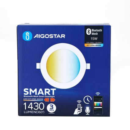 Aigostar - К-кт 3x LED Димируема лампа за вграждане MESH LED/15W/230V 2700K-6500K Ø 17 см