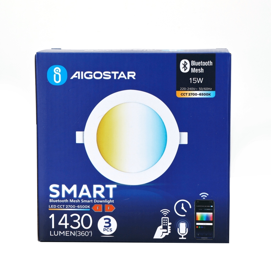 Aigostar - К-кт 3x LED Димируема лампа за вграждане MESH LED/15W/230V 2700K-6500K Ø 17 см