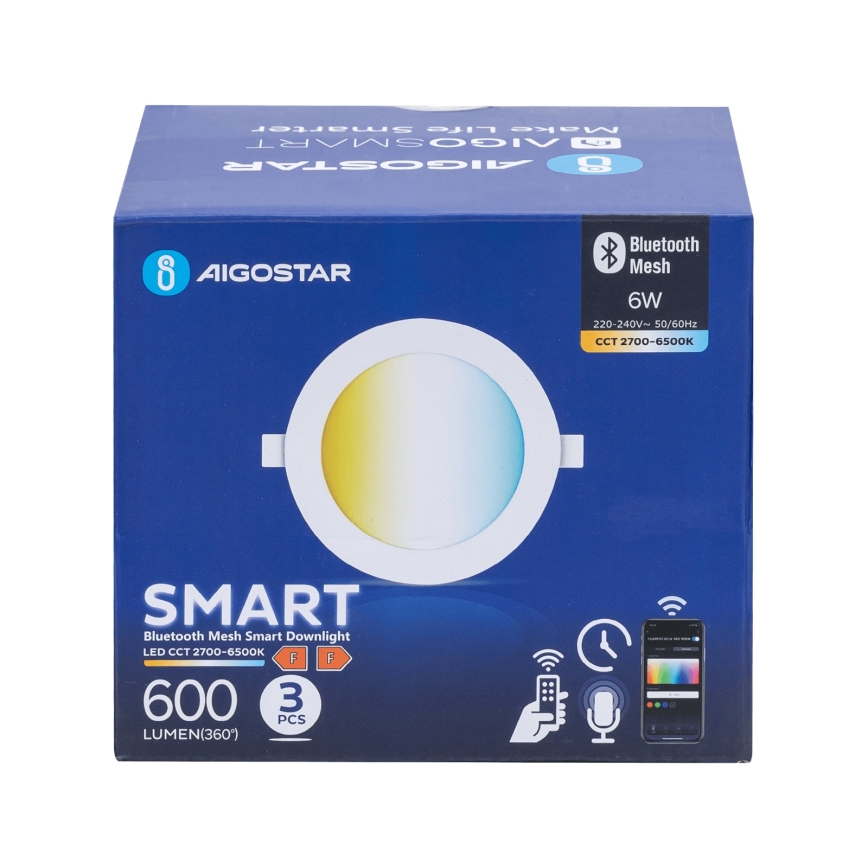 Aigostar - К-кт 3x LED Димируема лампа за вграждане MESH LED/6W/230V 2700K-6500K Ø 11,5 см