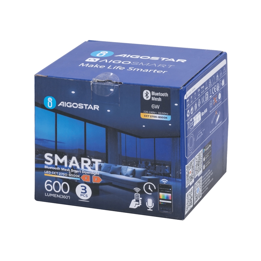 Aigostar - К-кт 3x LED Димируема лампа за вграждане MESH LED/6W/230V 2700K-6500K Ø 11,5 см