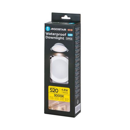 Aigostar - К-кт 3x LED Екстериорна лампа за вграждане LED/4,8W/230V 3000K IP65 бял