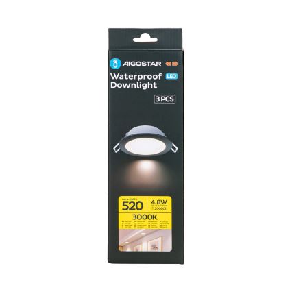 Aigostar - К-кт 3x LED Екстериорна лампа за вграждане LED/4,8W/230V 3000K IP65 черен