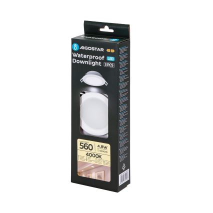 Aigostar - К-кт 3x LED Екстериорна лампа за вграждане LED/4,8W/230V 4000K IP65 бял