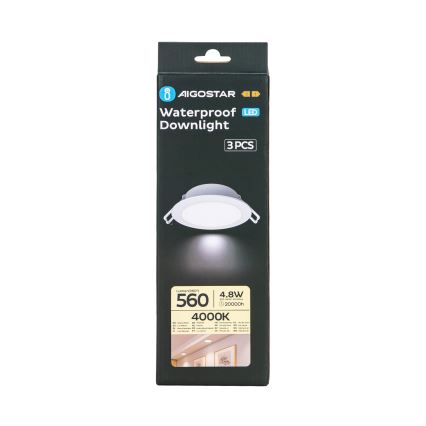 Aigostar - К-кт 3x LED Екстериорна лампа за вграждане LED/4,8W/230V 4000K IP65 бял