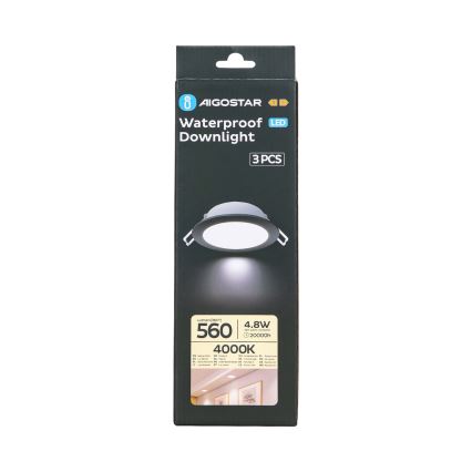 Aigostar - К-кт 3x LED Екстериорна лампа за вграждане LED/4,8W/230V 4000K IP65 черен