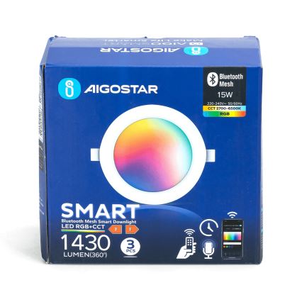 Aigostar - К-кт 3x LED RGB Димируема лампа за вграждане MESH LED/15W/230V 2700K-6500K Ø 17 см