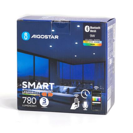 Aigostar - К-кт 3x LED RGBW Димируема лампа за вграждане MESH LED/9W/230V 2700K-6500K Ø 14,5 см