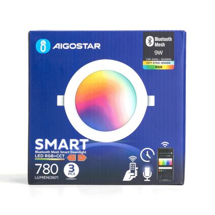 Aigostar - К-кт 3x LED RGBW Димируема лампа за вграждане MESH LED/9W/230V 2700K-6500K Ø 14,5 см