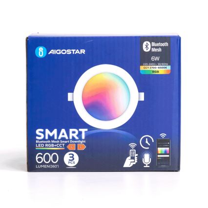Aigostar - К-кт 3 x LED RGBW Димируема лампа за вграждане MESH LED/6W/230V 2700K-6500K Ø 11,5 см