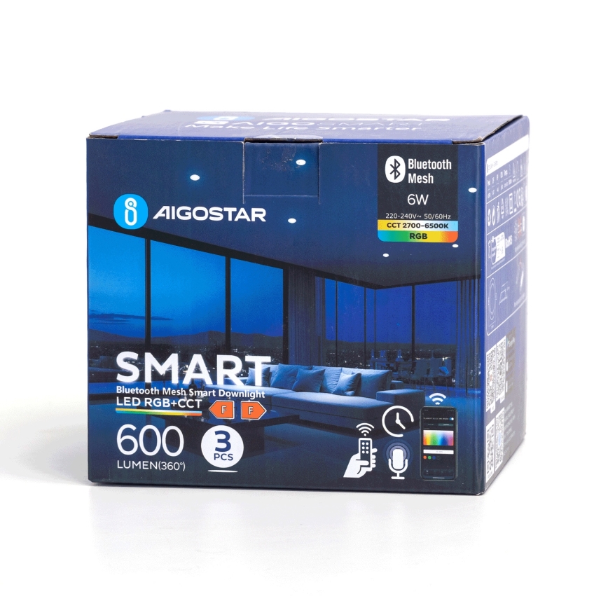 Aigostar - К-кт 3 x LED RGBW Димируема лампа за вграждане MESH LED/6W/230V 2700K-6500K Ø 11,5 см