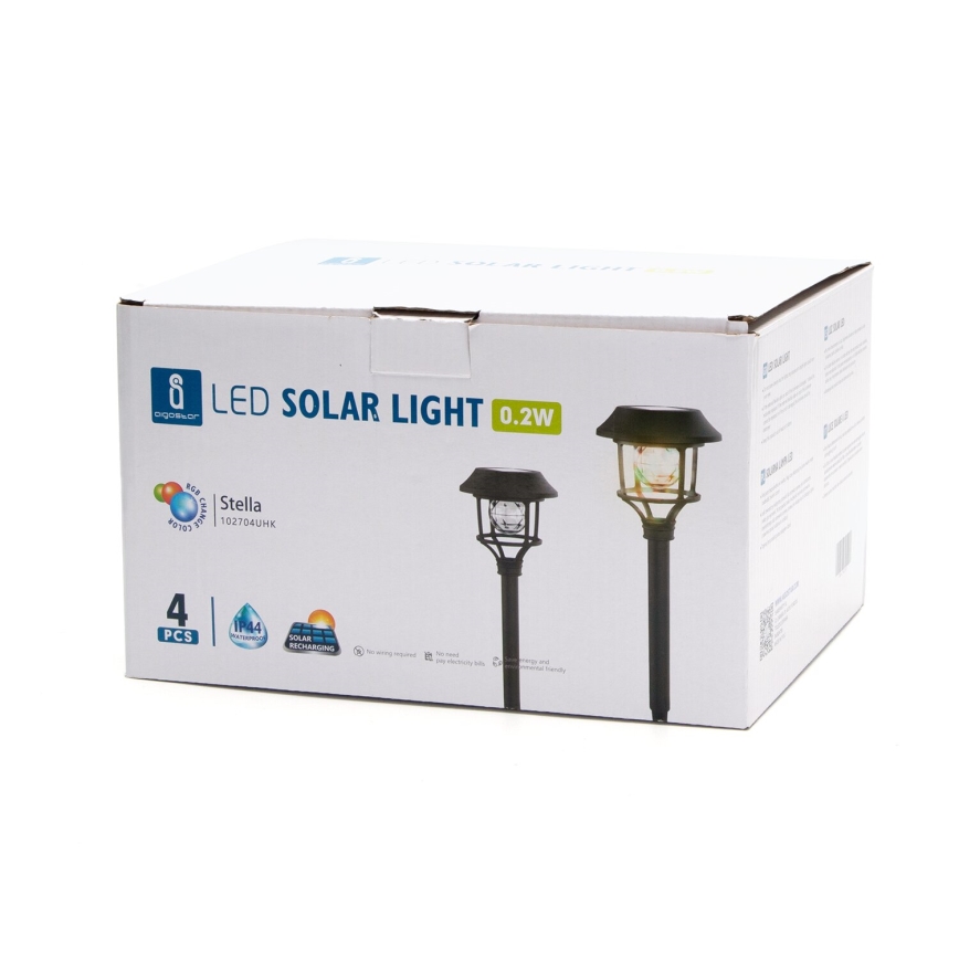 Aigostar - К-кт 4x LED RGB Соларна лампа LED/0,2W/2V IP44