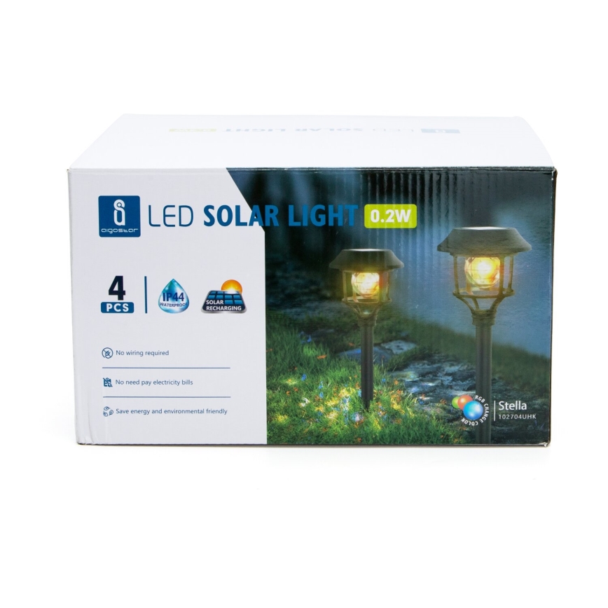 Aigostar - К-кт 4x LED RGB Соларна лампа LED/0,2W/2V IP44