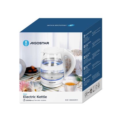 Aigostar - Кана 1,7l 2200W/230V бял