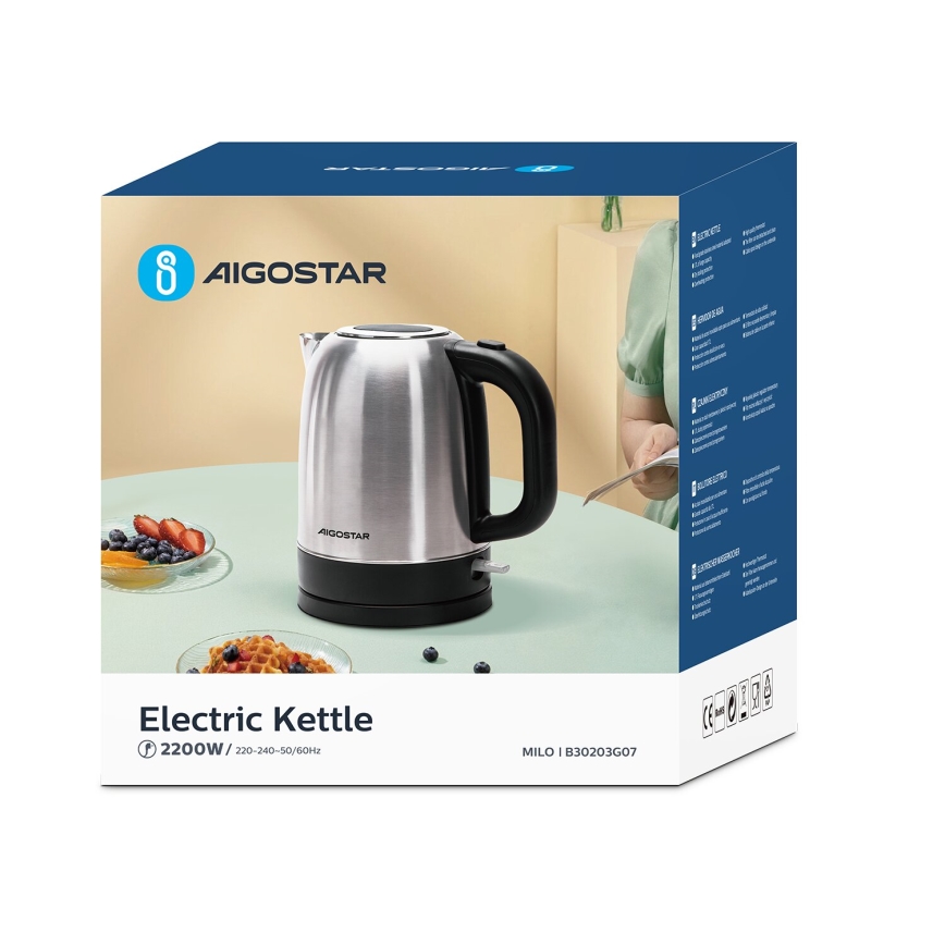 Aigostar - Кана 1,7l 2200W/230V матов хром