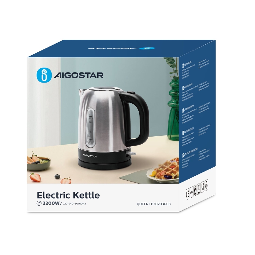 Aigostar - Кана 1,7l 2200W/230V матов хром