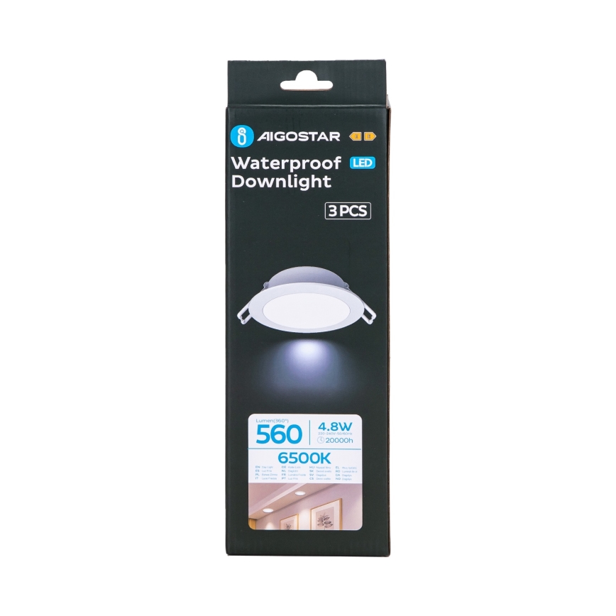 Aigostar - Комплект 3x LED осветление за баня LED/4,8W/230V IP65 бяло
