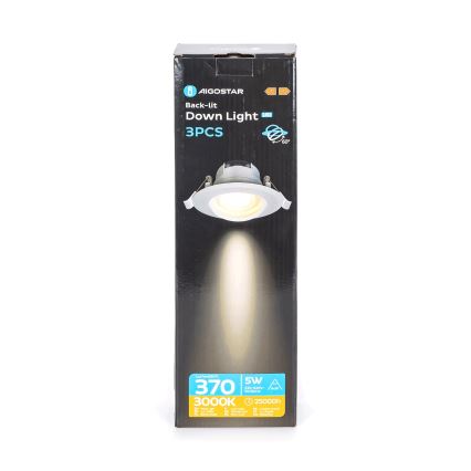Aigostar - Комплект 3x LED вградени осветителни тела LED/5W/230V 3000K с диаметър 8,5 см бяло