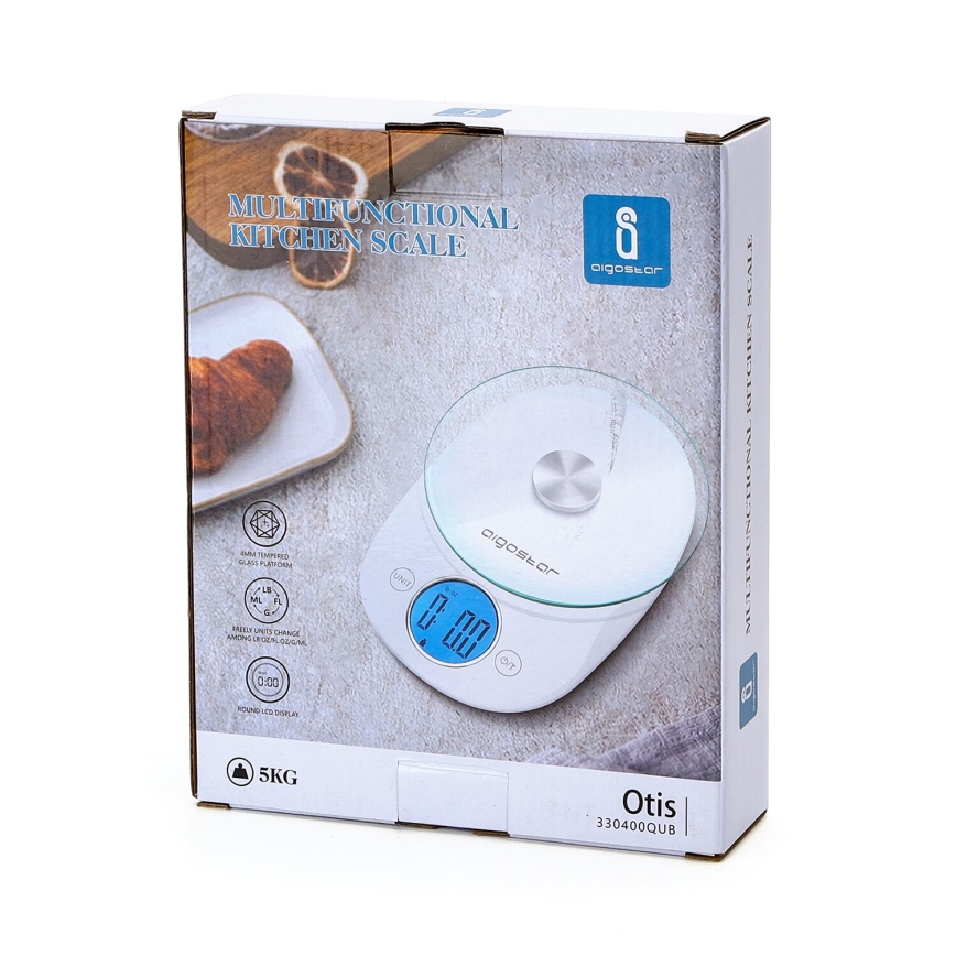 Aigostar - Кухненска везна 2xCR2032 бял