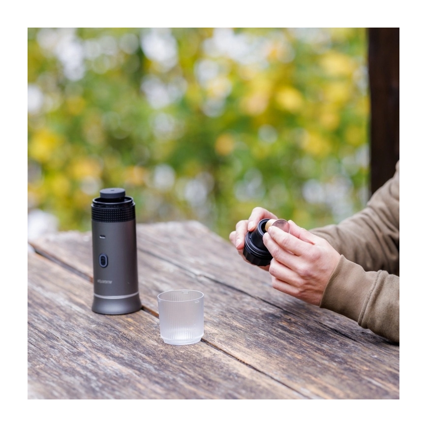 Aligator ACM002 - Преносима акумулаторна кафемашина PortaCaffé 3в1 72W/7500 mAh сива