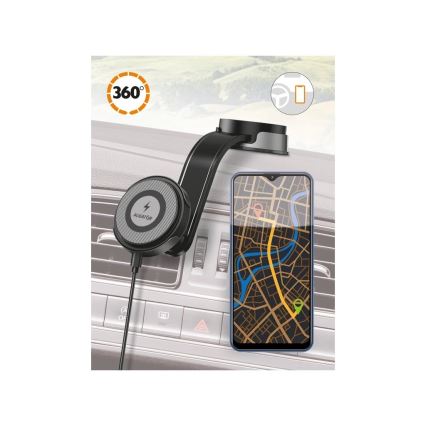 Aligator AMS07BK - Автомобилен държач за телефон с гъвкаво рамо MagSafe черен