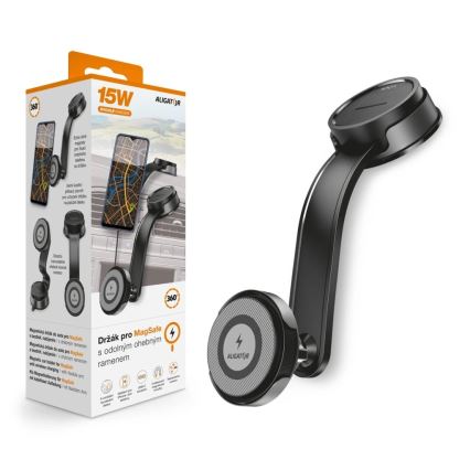 Aligator AMS07BK - Автомобилен държач за телефон с гъвкаво рамо MagSafe черен