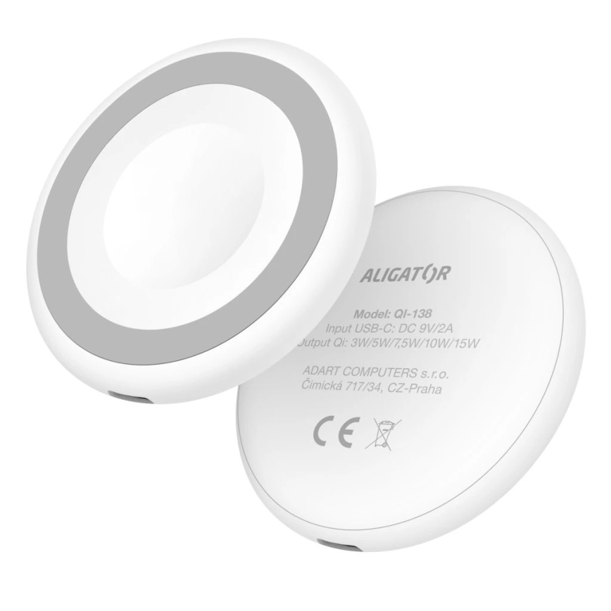 Aligator AMS08WT - Безжично зарядно устройство MagSafe 3-в-1 15W бяло