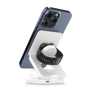 Aligator AMS09WT - Безжична зарядна станция MagSafe 3 в 1 15W бяла