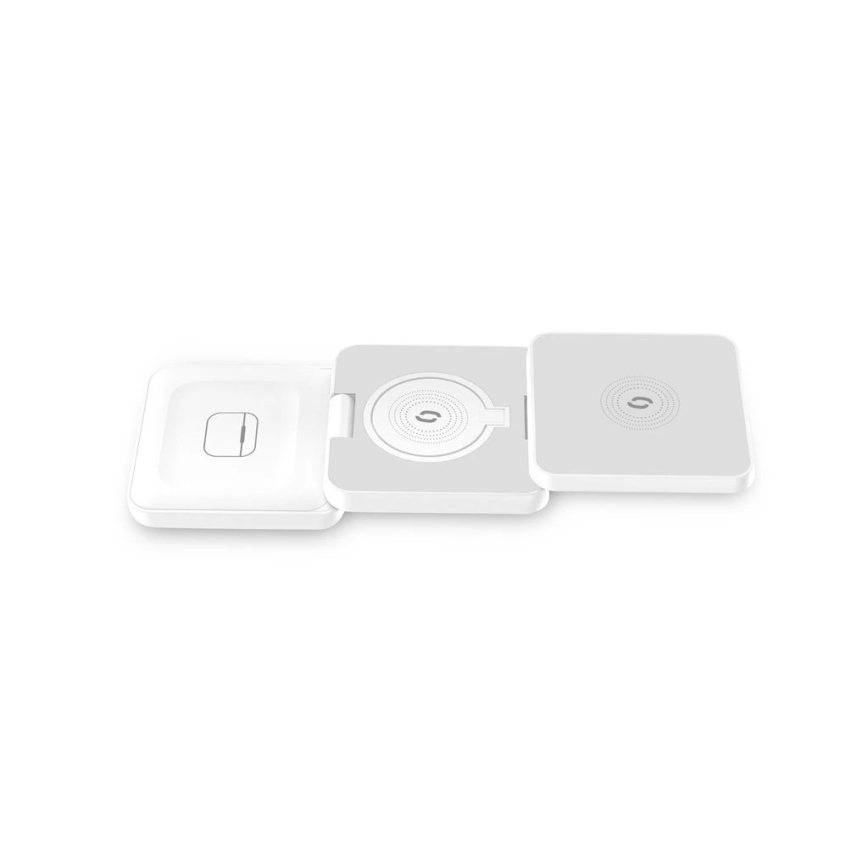 Aligator AMS09WT - Безжична зарядна станция MagSafe 3 в 1 15W бяла