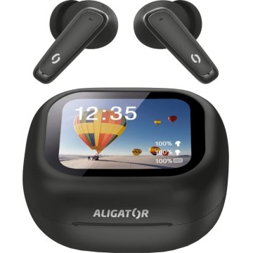 Aligator ATR10BK - Безжични слушалки с преводач 2 в 1 Pods Translate 470 mAh + 2x 40 mAh черни
