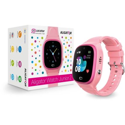 Aligator AW11PK - Смарт часовник Watch Junior 2 450 mAh IP67 Wi-Fi розов