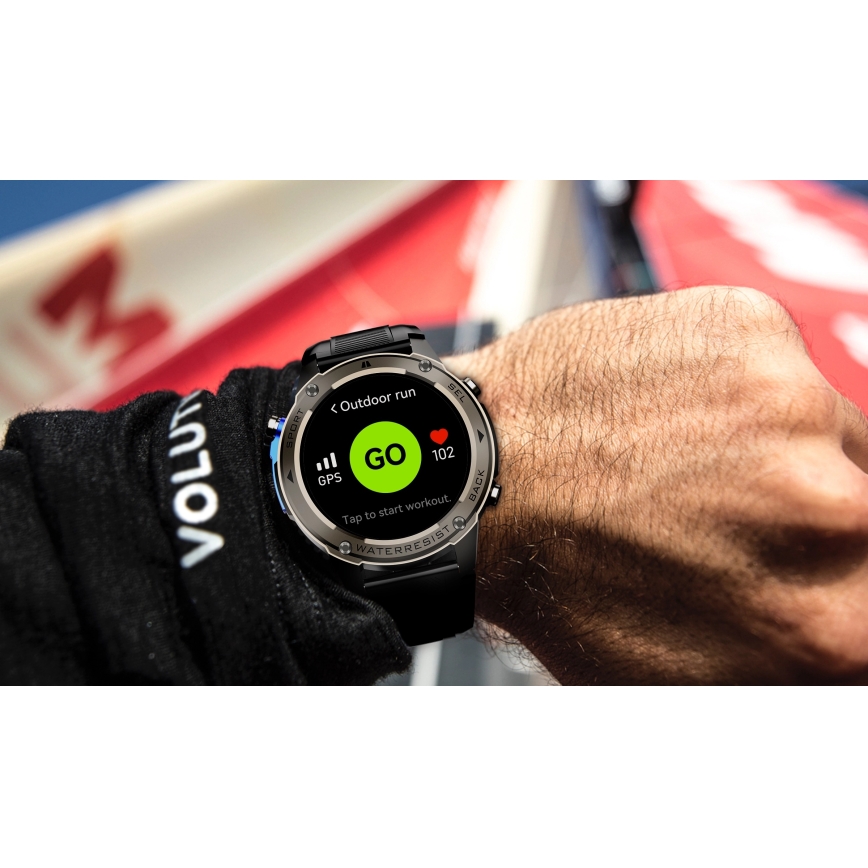 Aligator AW12BK - Смарт часовник с GPS, 500 mAh, IP69K, черен