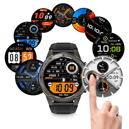 Aligator AW12BK - Смарт часовник с GPS, 500 mAh, IP69K, черен