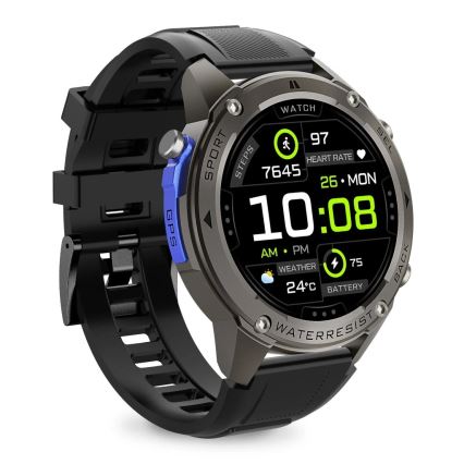 Aligator AW12BK - Смарт часовник с GPS, 500 mAh, IP69K, черен