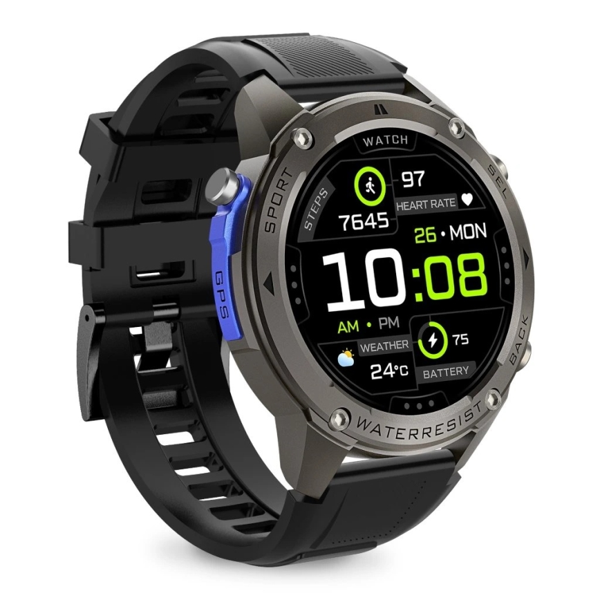 Aligator AW12BK - Смарт часовник с GPS, 500 mAh, IP69K, черен