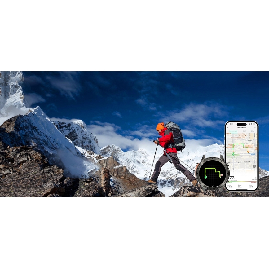 Aligator AW12BK - Смарт часовник с GPS, 500 mAh, IP69K, черен