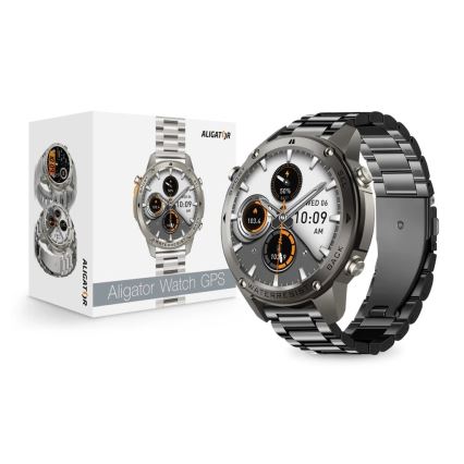 Aligator AW12BK - Смарт часовник с GPS, 500 mAh, IP69K, черен