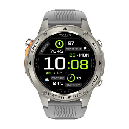 Aligator AW12SR - смарт часовник с GPS, 500 mAh батерия, IP69K, сребрист