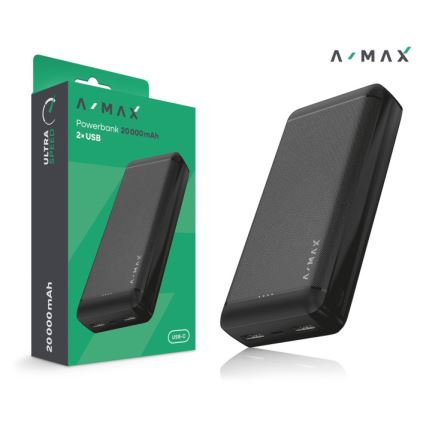 Aligator AX0004 - Външна батерия A-MAX 20000 mAh 3,7V черна
