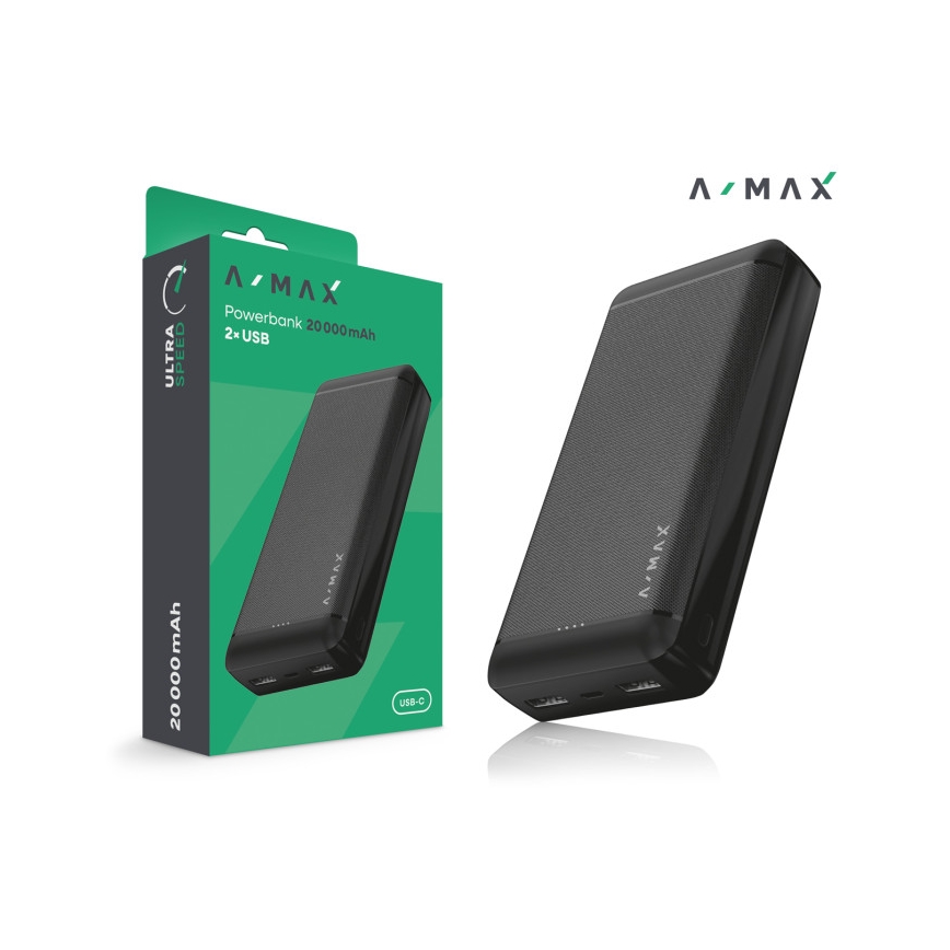 Aligator AX0004 - Външна батерия A-MAX 20000 mAh 3,7V черна