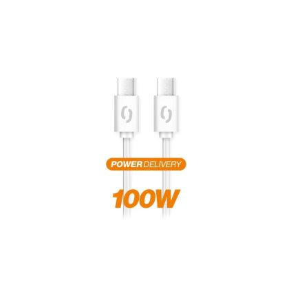 Aligator DATKP47 - USB кабел USB-C към USB-C, 100W Power Delivery, 1,5 m, бял