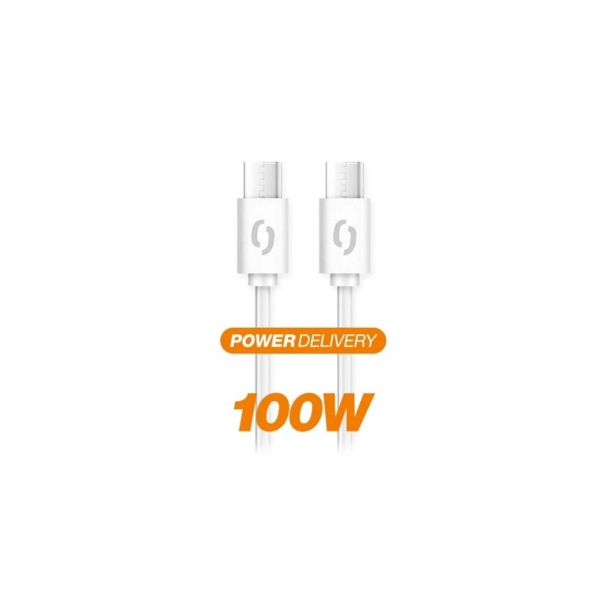 Aligator DATKP47 - USB кабел USB-C към USB-C, 100W Power Delivery, 1,5 m, бял
