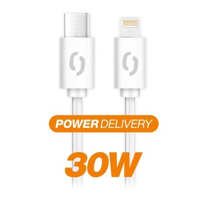 Aligator DATKP57 - USB кабел USB-C към Lightning, 30 W Power Delivery, 0,5 м, бял