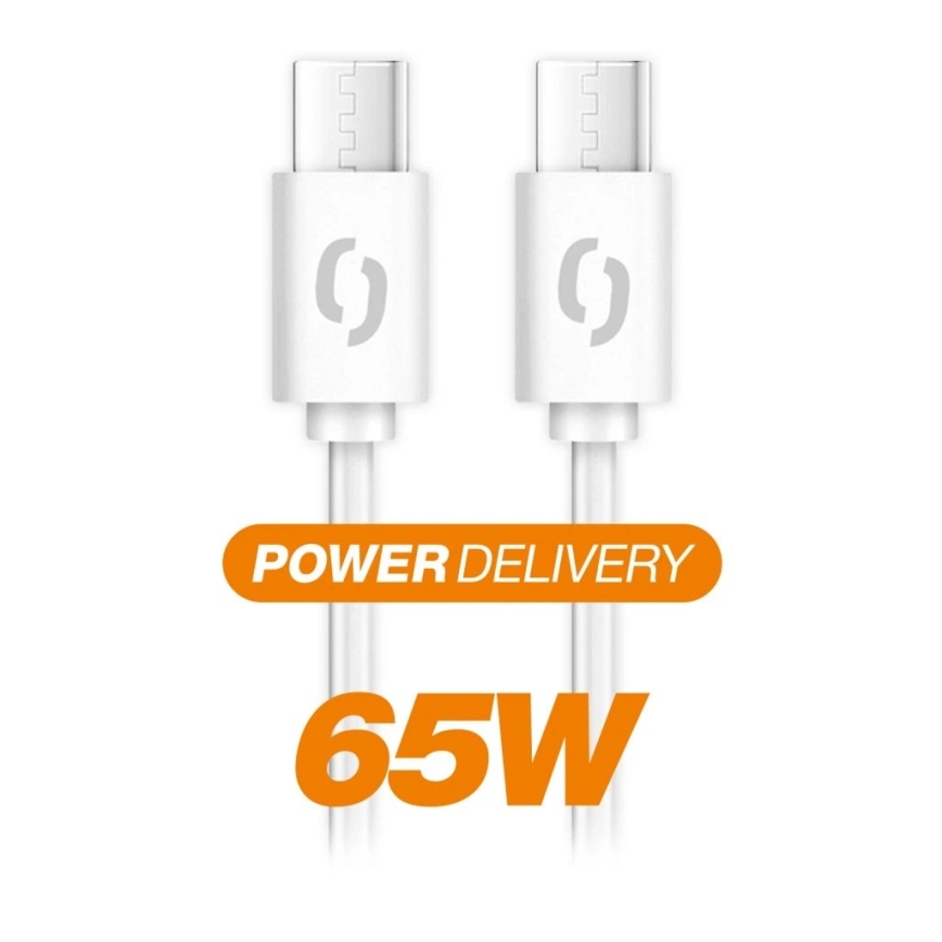 Aligator DATKP59 - USB кабел USB-C / USB-C 65W Power Delivery 2,5 m бял