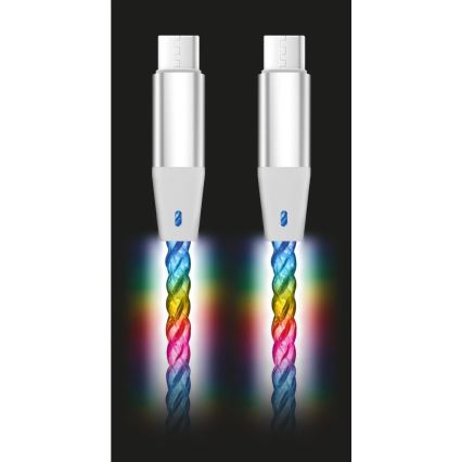 Aligator DATKP62 - USB кабел USB-C / USB-C с LED подсветка 65W Power Delivery 1,2m